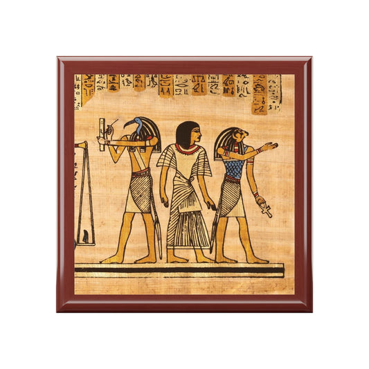 Three Egyptians Printed Tile Jewelry Box