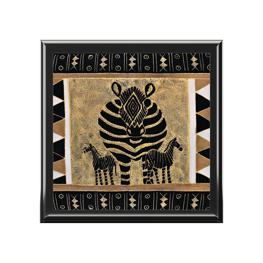 Zebra With Babies Printed Tile Jewelry Box