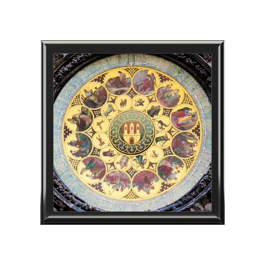 Prague Astronomical Clock Printed Tile Jewelry Box