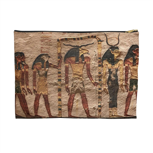 Egyptian Print Flat Accessory Pouch