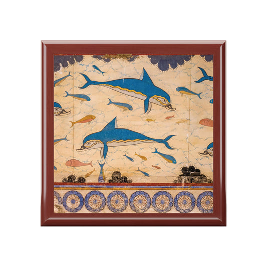 Ancient Greek Dolphins Printed Tile Jewelry Box