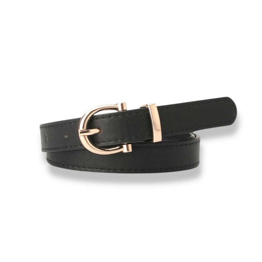 Basic Skinny Belt With Gold Buckle
