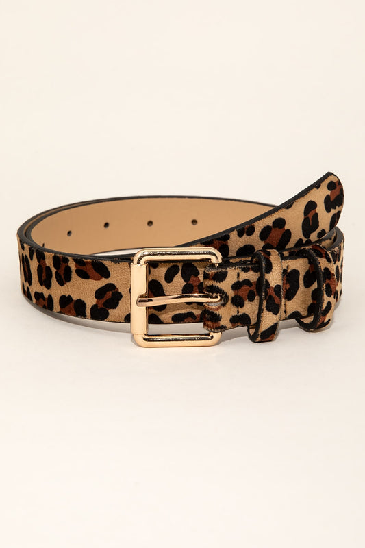 Gold Buckle Leopard Belt