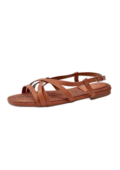 Brown Strappy Flat Sandals