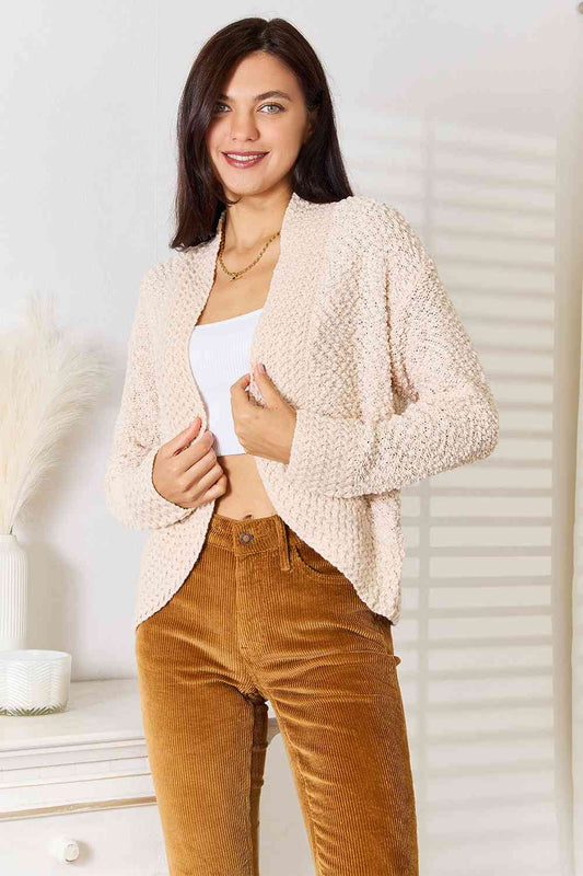 Rounded Front Cardigan Sweater in Cream