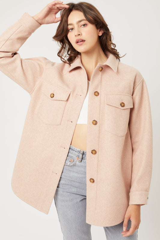 Oversized Fleece Jacket in Blush