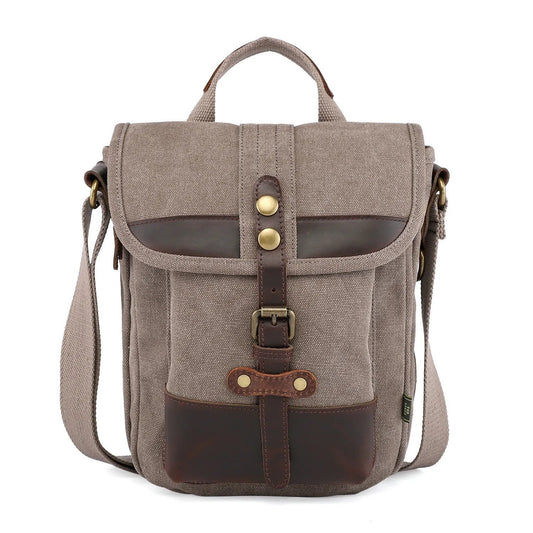 Canvas Crossbody Bag With Leather Trim