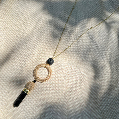 Black Agate and Jute Necklace