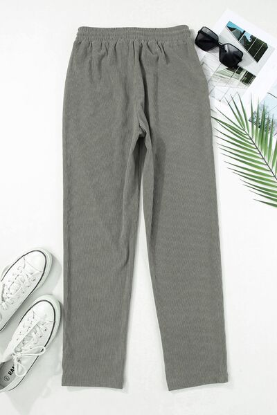 Cropped Tapered Drawstring Pants