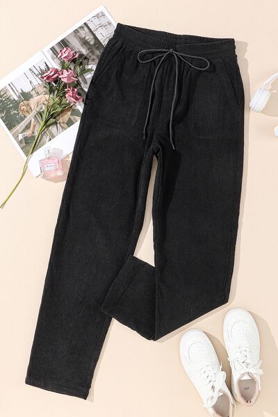 Cropped Tapered Drawstring Pants