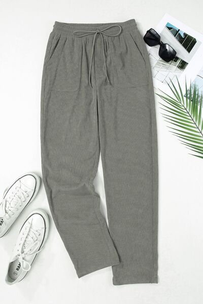 Cropped Tapered Drawstring Pants