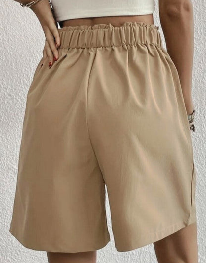 Pleated Pull-On Shorts