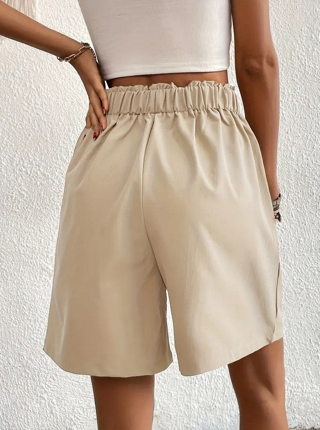 Pleated Pull-On Shorts