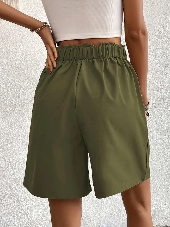 Pleated Pull-On Shorts