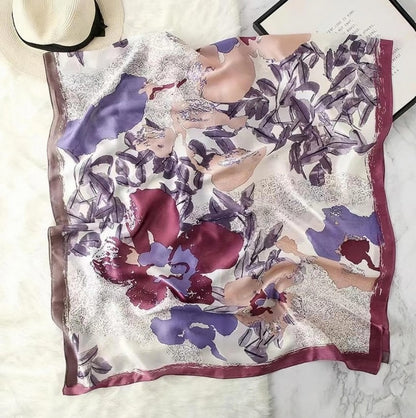 Large Print Floral Silky Scarf