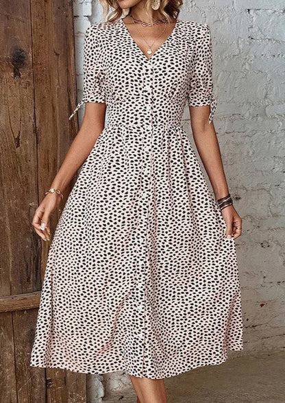 Cheetah Print Button Dress