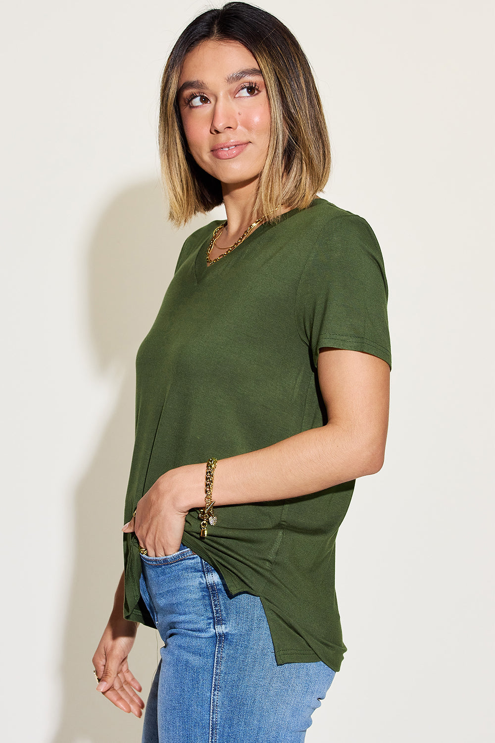 High-Low V-Neck Tee