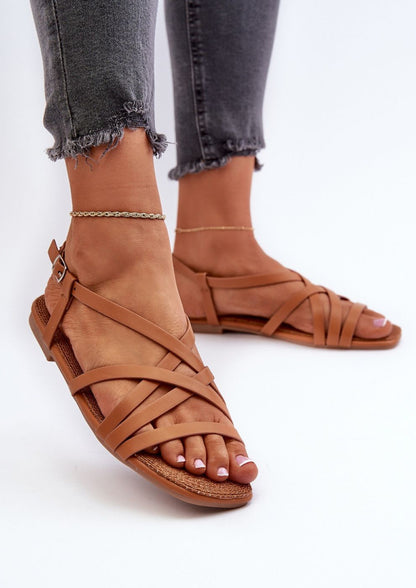 Brown Strappy Flat Sandals