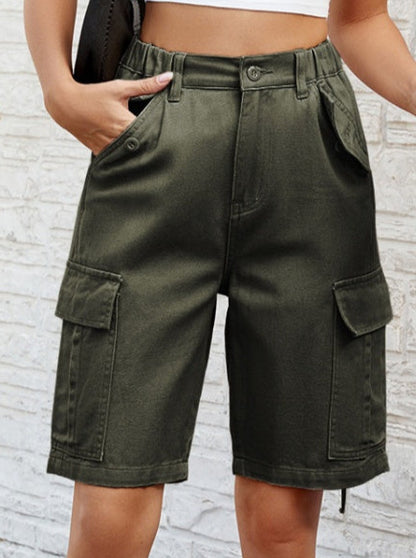 Long Denim Camp Shorts