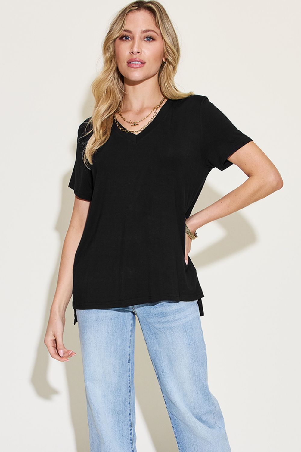 High-Low V-Neck Tee