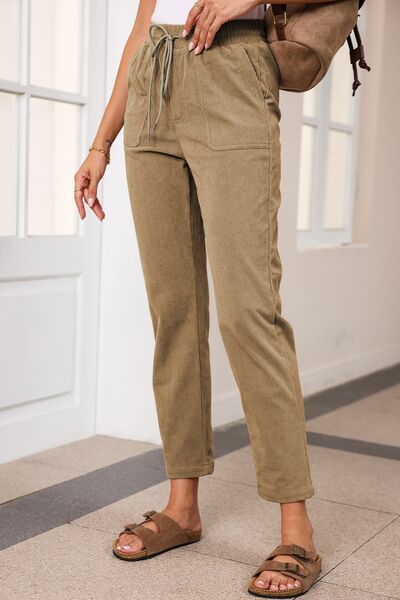 Cropped Tapered Drawstring Pants