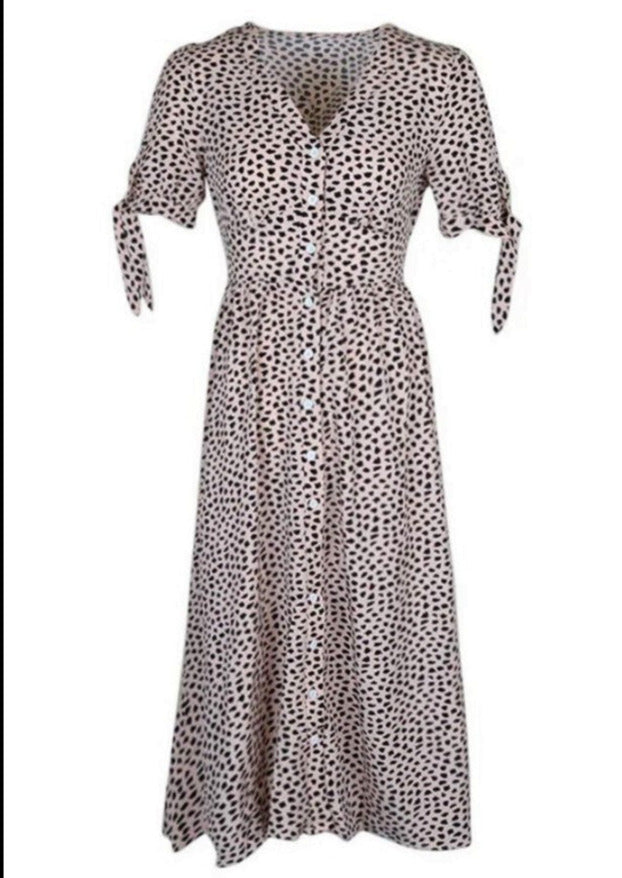 Cheetah Print Button Dress