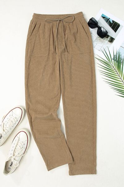 Cropped Tapered Drawstring Pants