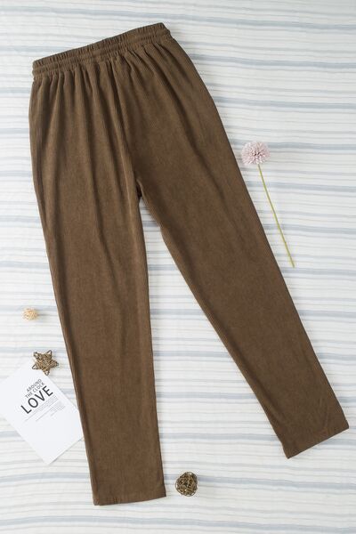 Cropped Tapered Drawstring Pants