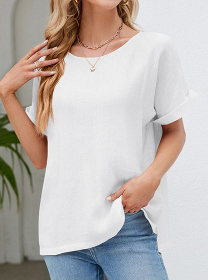 Textured Cuff Sleeve Tee