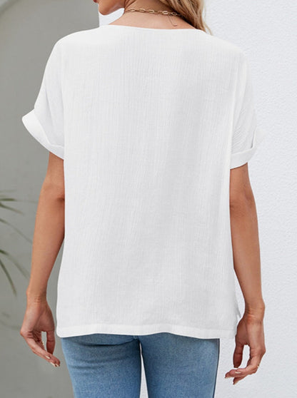 Textured Cuff Sleeve Tee