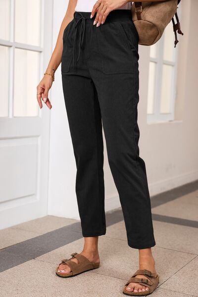 Cropped Tapered Drawstring Pants