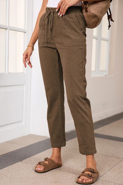 Cropped Tapered Drawstring Pants