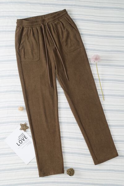 Cropped Tapered Drawstring Pants