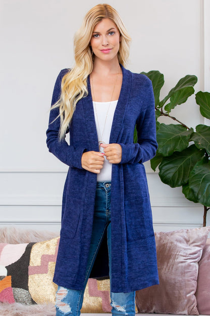 Soft Brushed Duster Cardigan With Pockets