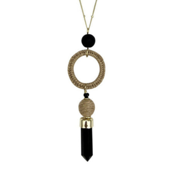 Black Agate and Jute Necklace