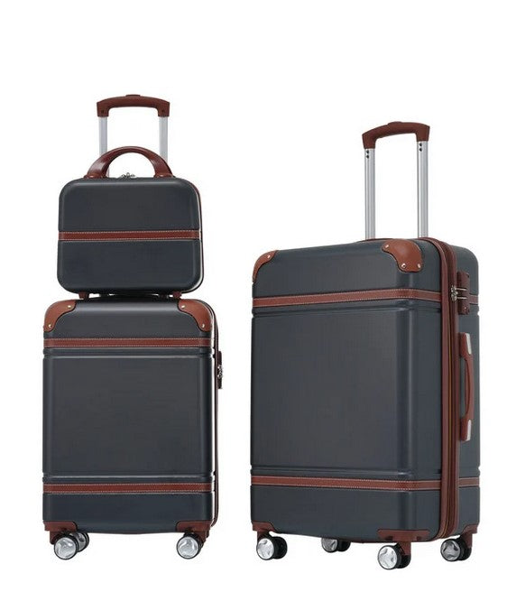 3-Piece Train Case and Luggage Set in Black