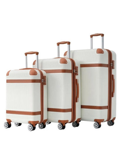 3-Piece Vintage Style Luggage Set in White