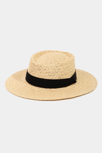 Black Banded Straw Fedora