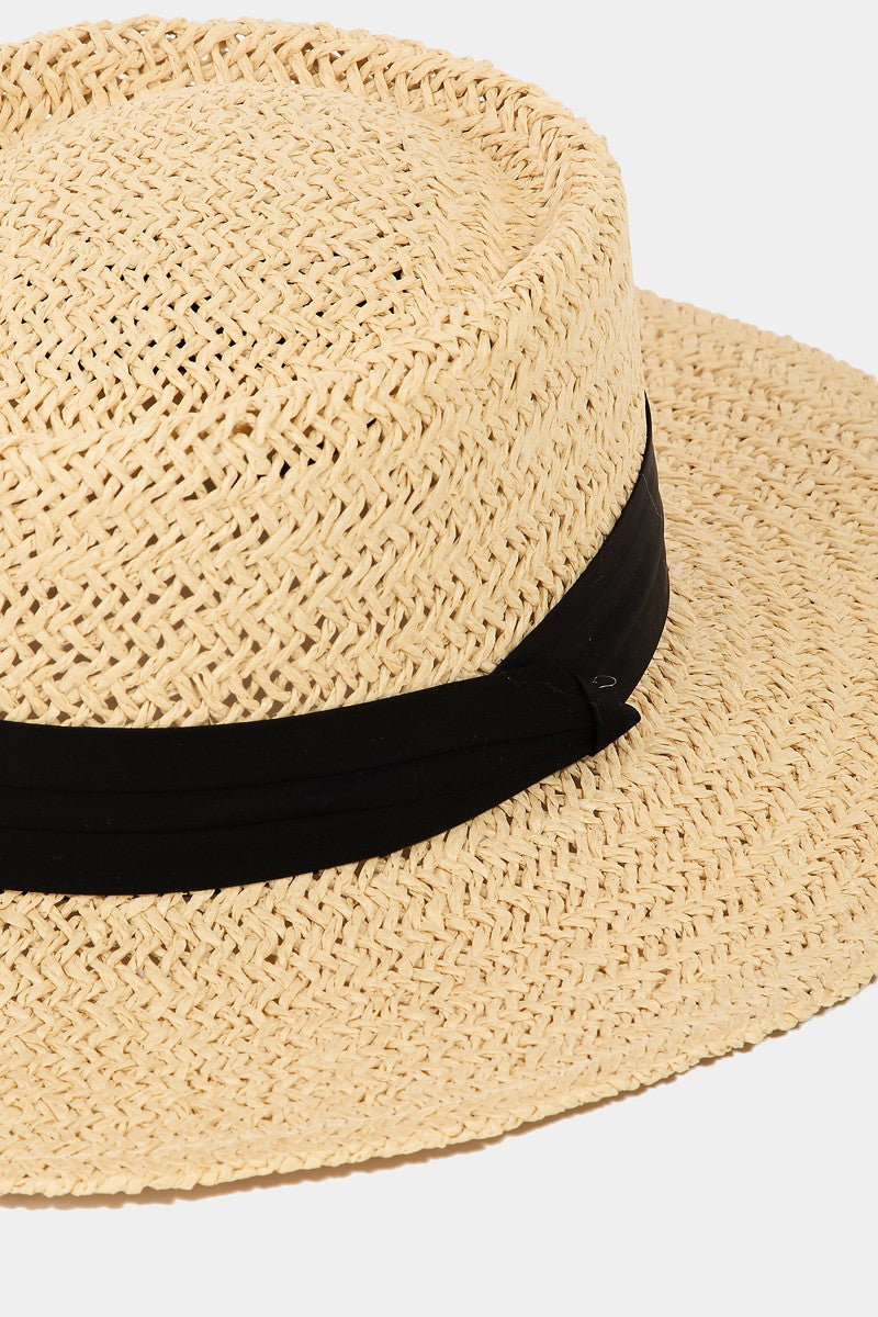 Black Banded Straw Fedora