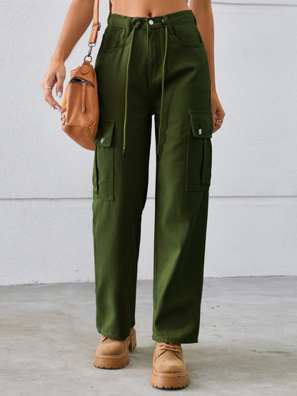 Drawstring Waist Cargo Pants