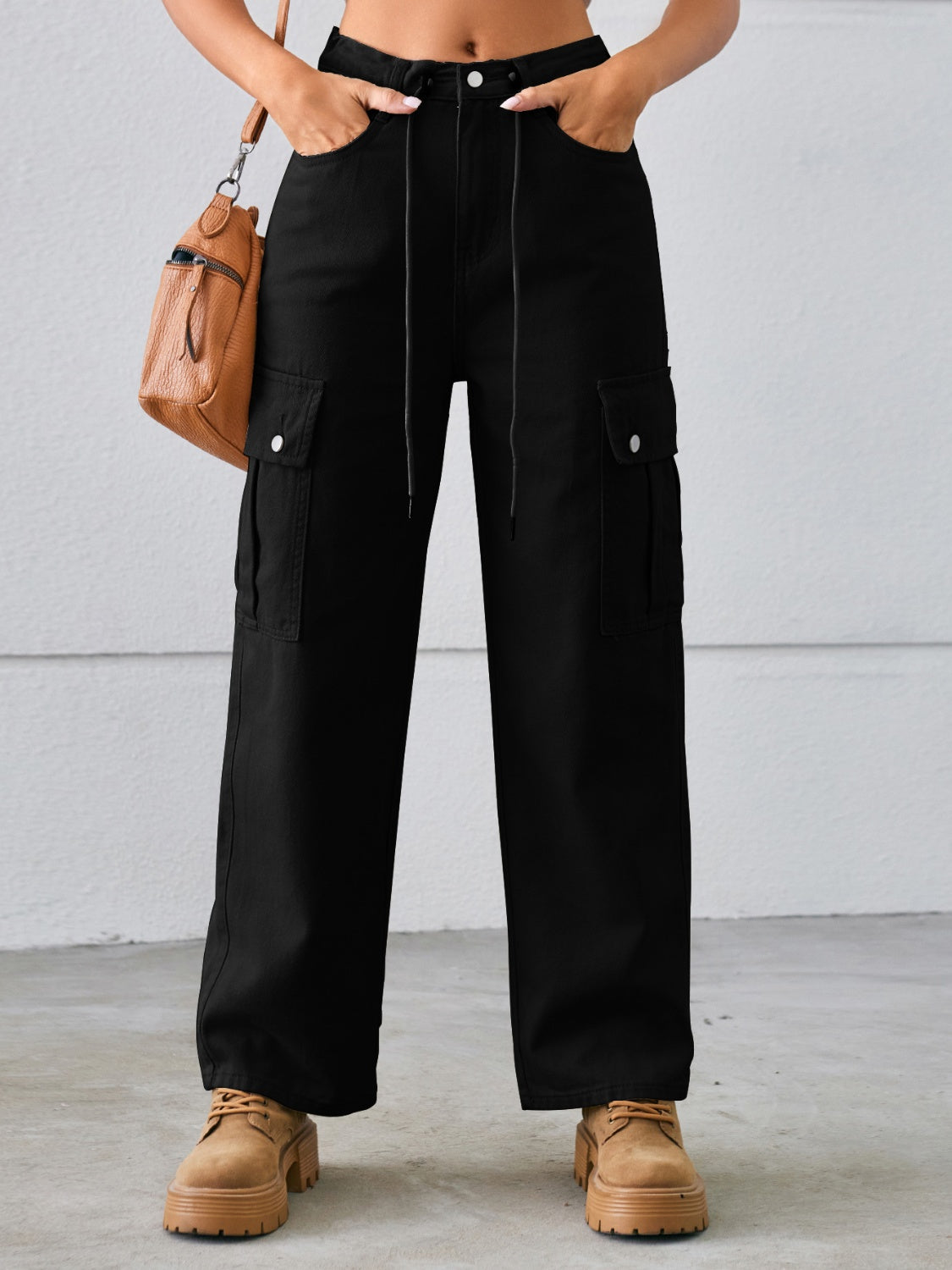 Drawstring Waist Cargo Pants