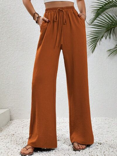 Textured Straight Leg Pants