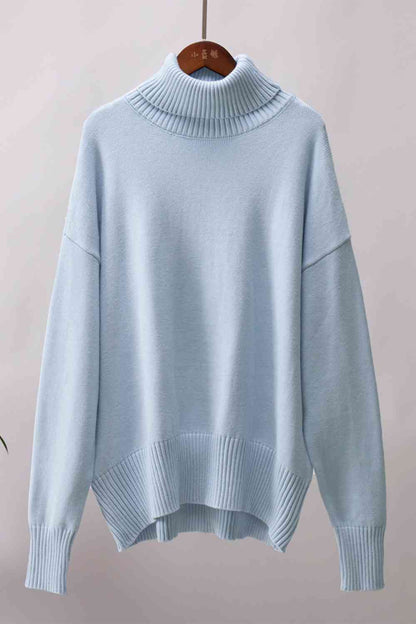 Oversized Drop Shoulder Turtleneck Sweater