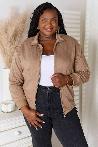 Quilted Drop-Sleeve Jacket in Mocha