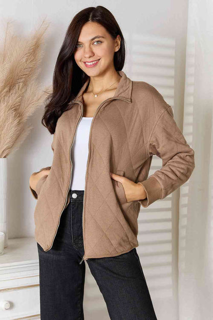 Quilted Drop-Sleeve Jacket in Mocha