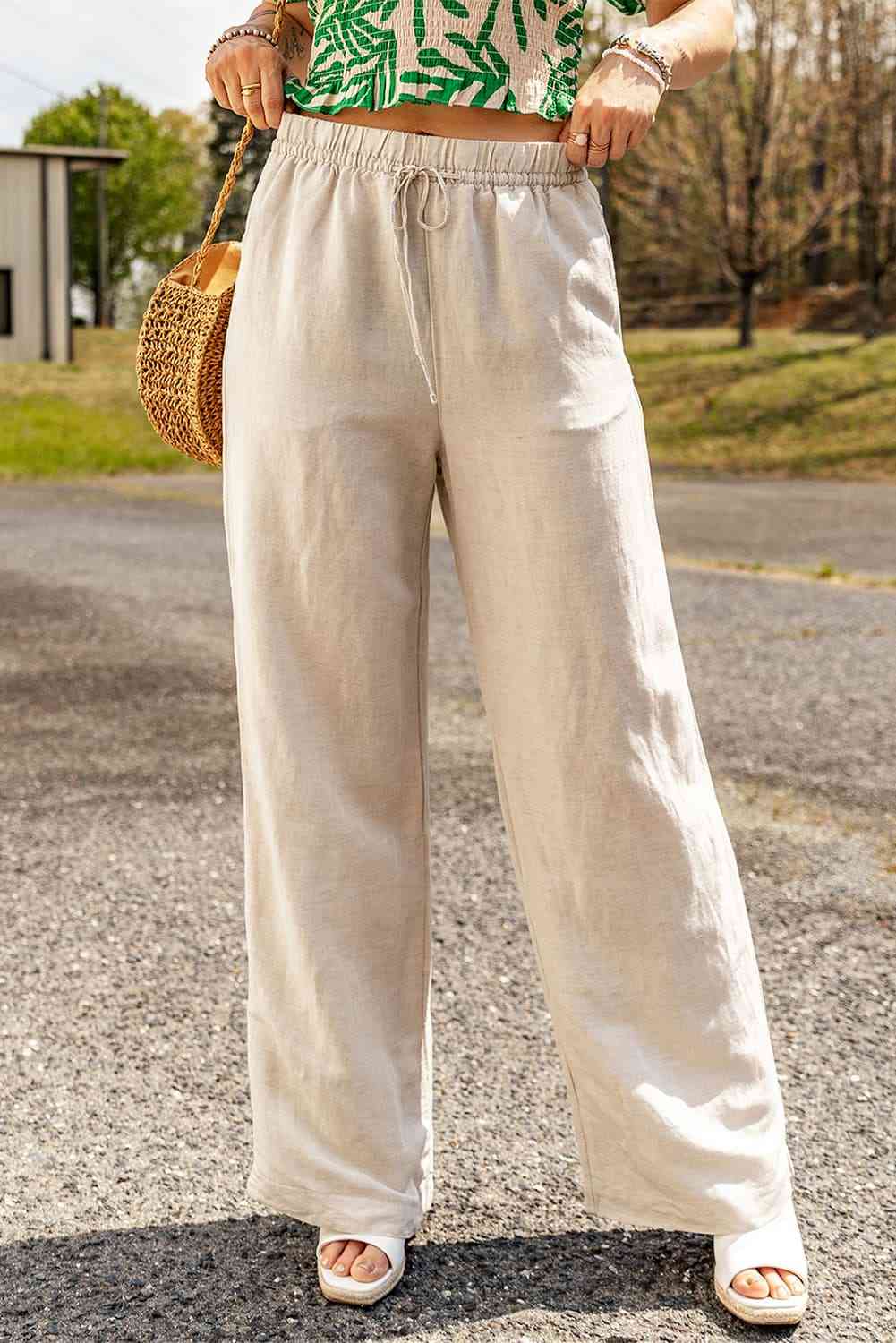 Linen Blend Summer Pants in Parchment