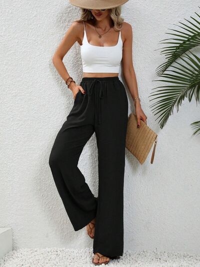 Textured Straight Leg Pants