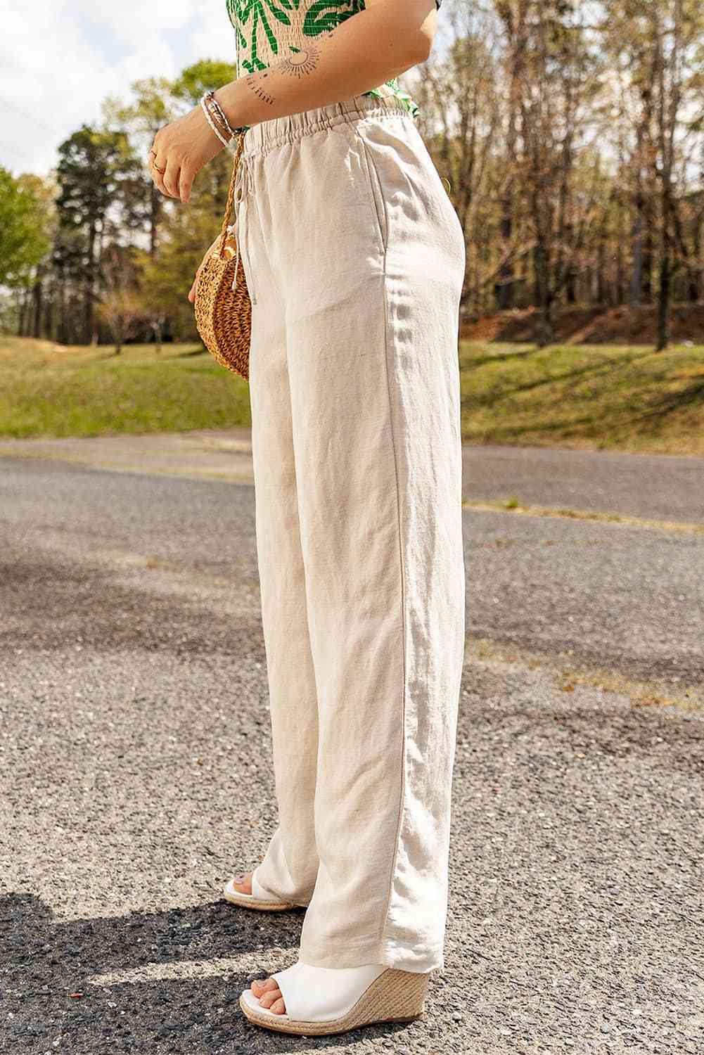 Linen Blend Summer Pants in Parchment