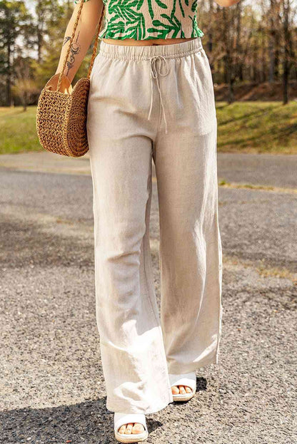 Linen Blend Summer Pants in Parchment