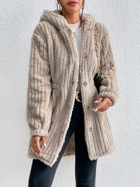 Ribbed Teddy Jacket in Beige